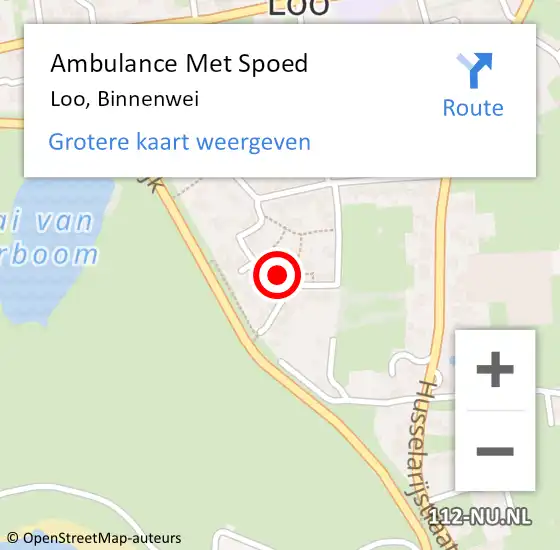 Locatie op kaart van de 112 melding: Ambulance Met Spoed Naar Loo, Binnenwei op 22 september 2018 16:03