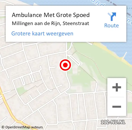 Locatie op kaart van de 112 melding: Ambulance Met Grote Spoed Naar Millingen aan de Rijn, Steenstraat op 22 september 2018 16:36
