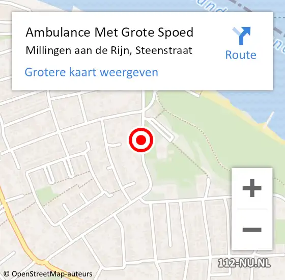 Locatie op kaart van de 112 melding: Ambulance Met Grote Spoed Naar Millingen aan de Rijn, Steenstraat op 22 september 2018 16:37