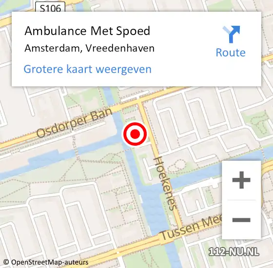 Locatie op kaart van de 112 melding: Ambulance Met Spoed Naar Amsterdam, Vreedenhaven op 22 september 2018 16:57