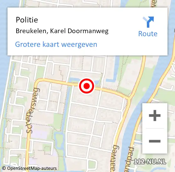 Locatie op kaart van de 112 melding: Politie Breukelen, Karel Doormanweg op 22 september 2018 17:29