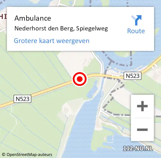 Locatie op kaart van de 112 melding: Ambulance Nederhorst den Berg, Spiegelweg op 9 maart 2014 22:02