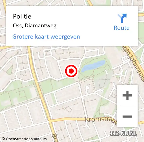 Locatie op kaart van de 112 melding: Politie Oss, Diamantweg op 22 september 2018 19:18