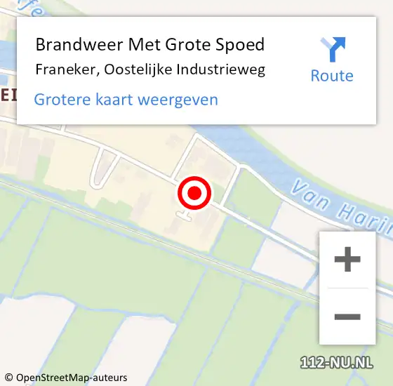 Locatie op kaart van de 112 melding: Brandweer Met Grote Spoed Naar Franeker, Oostelijke Industrieweg op 22 september 2018 19:47