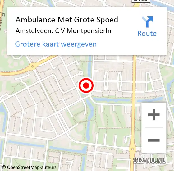 Locatie op kaart van de 112 melding: Ambulance Met Grote Spoed Naar Amstelveen, C V Montpensierln op 22 september 2018 19:52