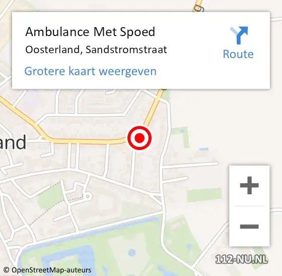 Locatie op kaart van de 112 melding: Ambulance Met Spoed Naar Oosterland, Sandstromstraat op 22 september 2018 20:26