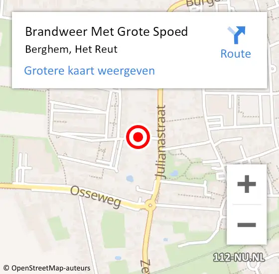 Locatie op kaart van de 112 melding: Brandweer Met Grote Spoed Naar Berghem, Het Reut op 22 september 2018 20:46