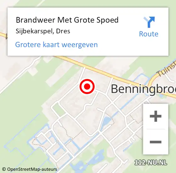 Locatie op kaart van de 112 melding: Brandweer Met Grote Spoed Naar Sijbekarspel, Dres op 22 september 2018 20:48