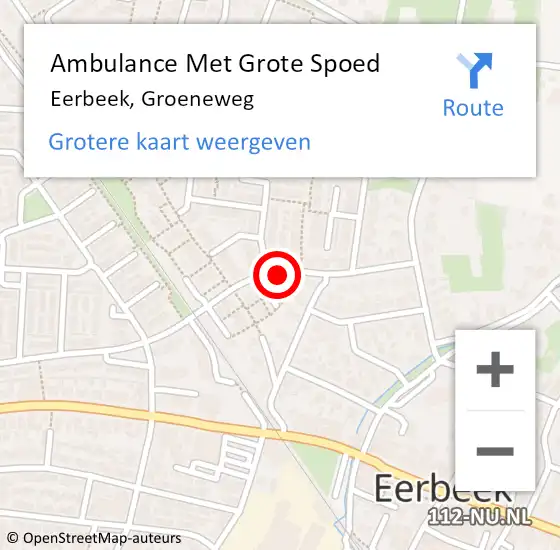 Locatie op kaart van de 112 melding: Ambulance Met Grote Spoed Naar Eerbeek, Groeneweg op 22 september 2018 21:19