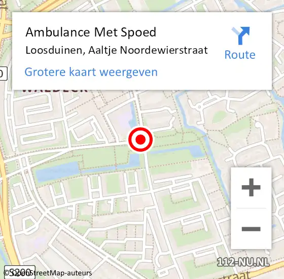 Locatie op kaart van de 112 melding: Ambulance Met Spoed Naar Loosduinen, Aaltje Noordewierstraat op 22 september 2018 21:39