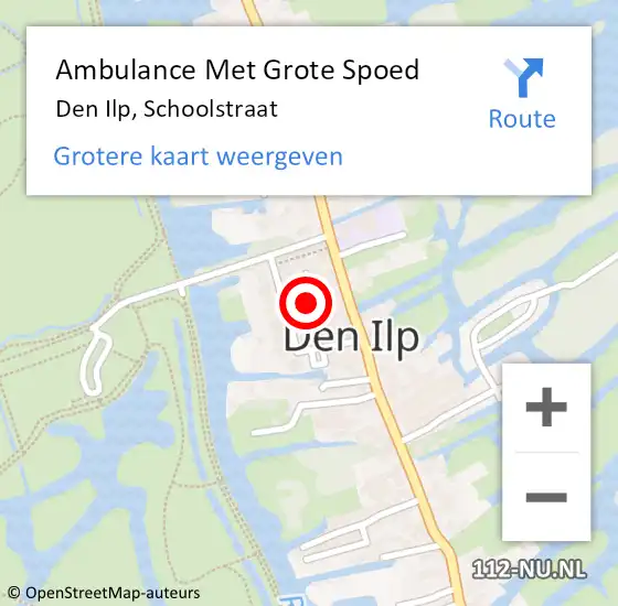 Locatie op kaart van de 112 melding: Ambulance Met Grote Spoed Naar Den Ilp, Schoolstraat op 22 september 2018 22:07