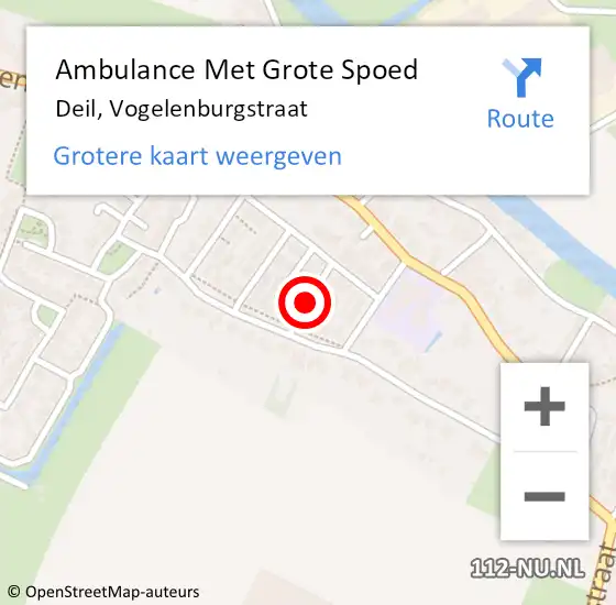 Locatie op kaart van de 112 melding: Ambulance Met Grote Spoed Naar Deil, Vogelenburgstraat op 22 september 2018 22:31