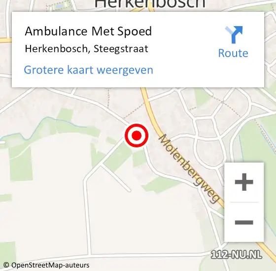 Locatie op kaart van de 112 melding: Ambulance Met Spoed Naar Herkenbosch, Steegstraat op 22 september 2018 22:47