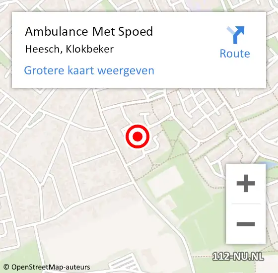 Locatie op kaart van de 112 melding: Ambulance Met Spoed Naar Heesch, Klokbeker op 23 september 2018 02:01