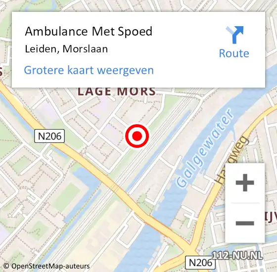 Locatie op kaart van de 112 melding: Ambulance Met Spoed Naar Leiden, Morslaan op 23 september 2018 02:03