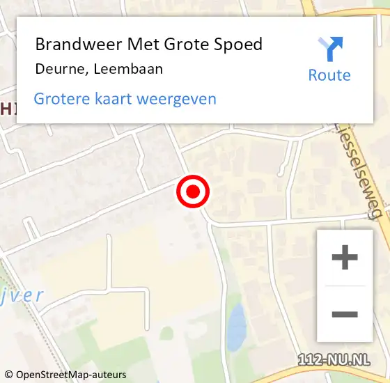 Locatie op kaart van de 112 melding: Brandweer Met Grote Spoed Naar Deurne, Leembaan op 23 september 2018 05:02