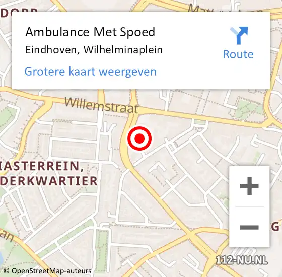 Locatie op kaart van de 112 melding: Ambulance Met Spoed Naar Eindhoven, Wilhelminaplein op 23 september 2018 06:39