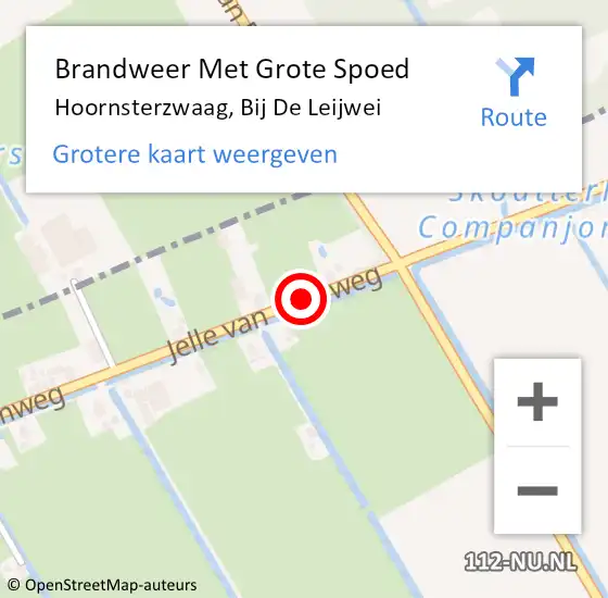 Locatie op kaart van de 112 melding: Brandweer Met Grote Spoed Naar Hoornsterzwaag, Bij De Leijwei op 23 september 2018 07:02