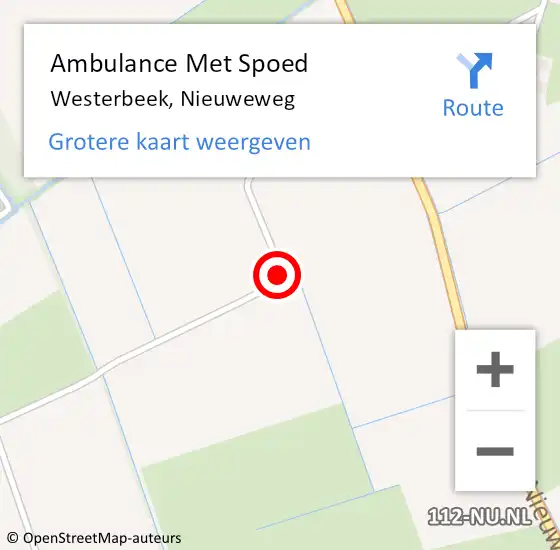 Locatie op kaart van de 112 melding: Ambulance Met Spoed Naar Westerbeek, Nieuweweg op 23 september 2018 07:40
