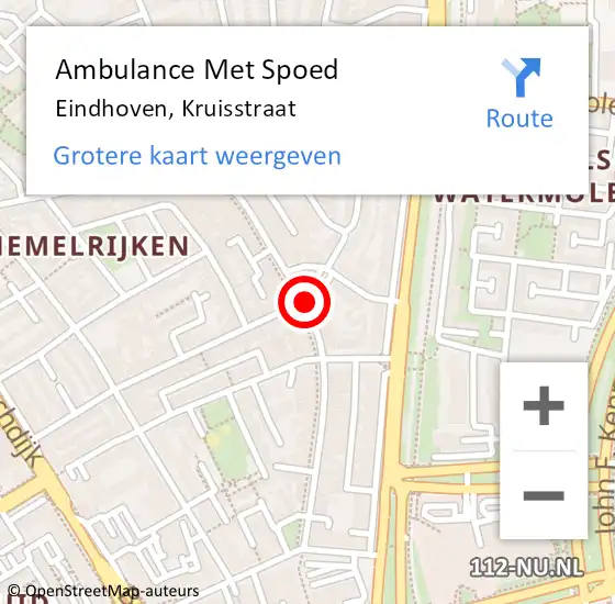 Locatie op kaart van de 112 melding: Ambulance Met Spoed Naar Eindhoven, Kruisstraat op 23 september 2018 08:55
