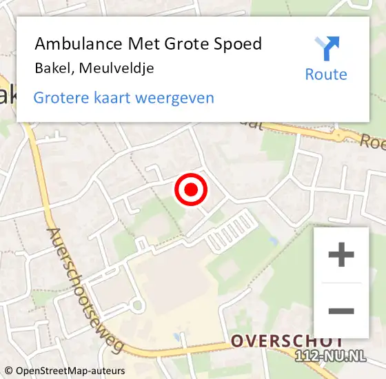Locatie op kaart van de 112 melding: Ambulance Met Grote Spoed Naar Bakel, Meulveldje op 23 september 2018 09:07