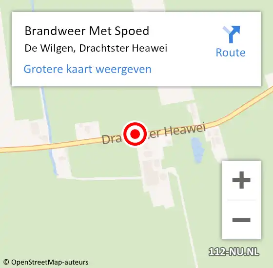 Locatie op kaart van de 112 melding: Brandweer Met Spoed Naar De Wilgen, Drachtster Heawei op 23 september 2018 09:45