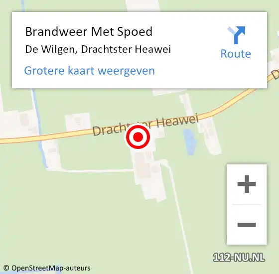 Locatie op kaart van de 112 melding: Brandweer Met Spoed Naar De Wilgen, Drachtster Heawei op 23 september 2018 09:49