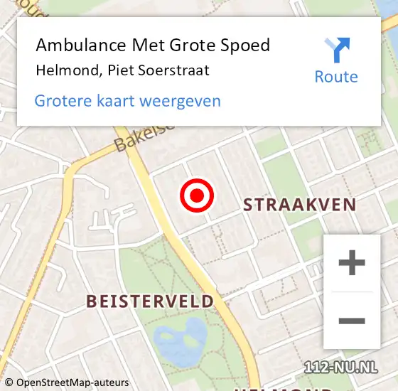 Locatie op kaart van de 112 melding: Ambulance Met Grote Spoed Naar Helmond, Piet Soerstraat op 23 september 2018 09:52