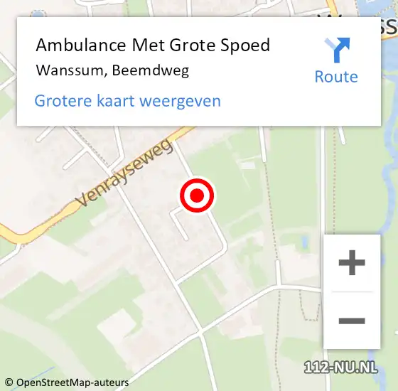 Locatie op kaart van de 112 melding: Ambulance Met Grote Spoed Naar Wanssum, Beemdweg op 23 september 2018 09:54