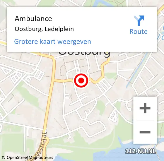 Locatie op kaart van de 112 melding: Ambulance Oostburg, Ledelplein op 23 september 2018 10:23