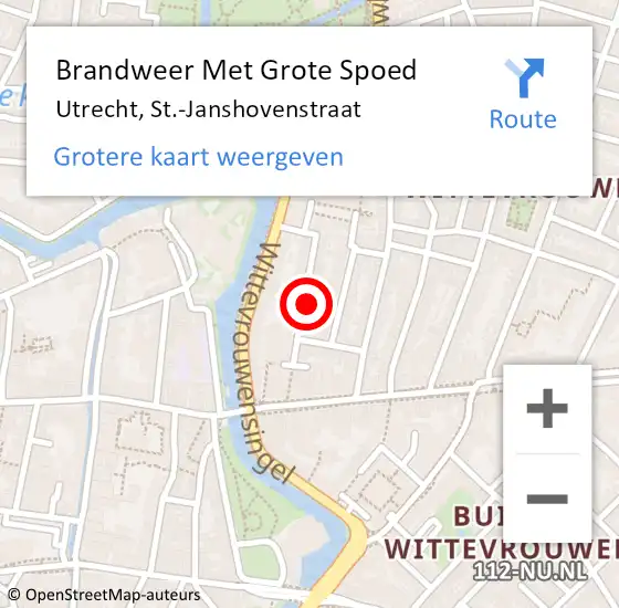 Locatie op kaart van de 112 melding: Brandweer Met Grote Spoed Naar Utrecht, St.-Janshovenstraat op 23 september 2018 10:25