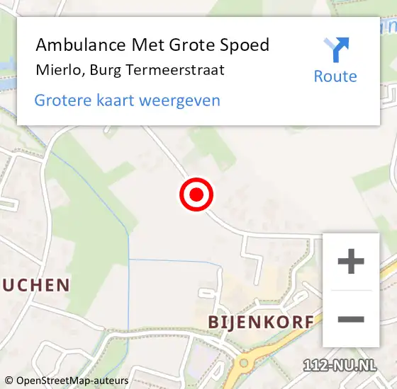 Locatie op kaart van de 112 melding: Ambulance Met Grote Spoed Naar Mierlo, Burg Termeerstraat op 23 september 2018 11:06