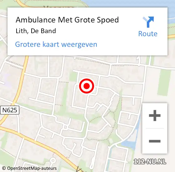 Locatie op kaart van de 112 melding: Ambulance Met Grote Spoed Naar Lith, De Band op 23 september 2018 11:26