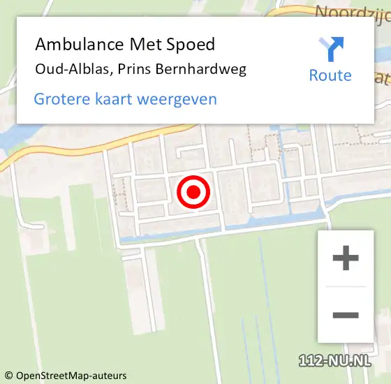 Locatie op kaart van de 112 melding: Ambulance Met Spoed Naar Oud-Alblas, Prins Bernhardweg op 23 september 2018 12:02