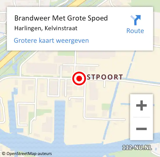 Locatie op kaart van de 112 melding: Brandweer Met Grote Spoed Naar Harlingen, Kelvinstraat op 23 september 2018 12:30