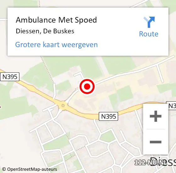 Locatie op kaart van de 112 melding: Ambulance Met Spoed Naar Diessen, De Buskes op 23 september 2018 12:36