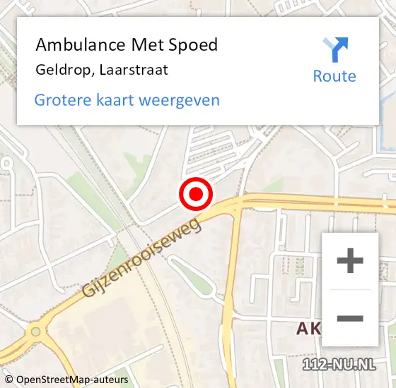 Locatie op kaart van de 112 melding: Ambulance Met Spoed Naar Geldrop, Laarstraat op 23 september 2018 12:45