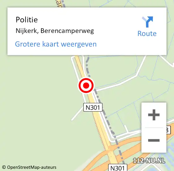 Locatie op kaart van de 112 melding: Politie Nijkerk, Berencamperweg op 23 september 2018 13:29