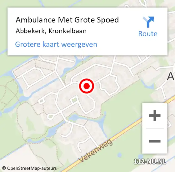 Locatie op kaart van de 112 melding: Ambulance Met Grote Spoed Naar Abbekerk, Kronkelbaan op 23 september 2018 15:53