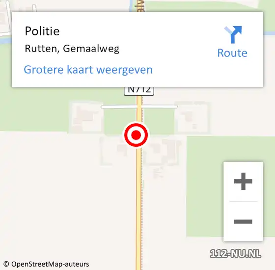 Locatie op kaart van de 112 melding: Politie Rutten, Gemaalweg op 23 september 2018 17:15