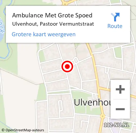 Locatie op kaart van de 112 melding: Ambulance Met Grote Spoed Naar Ulvenhout, Pastoor Vermuntstraat op 23 september 2018 17:53