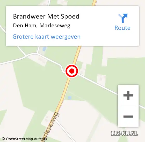 Locatie op kaart van de 112 melding: Brandweer Met Spoed Naar Den Ham, Marleseweg op 23 september 2018 18:55