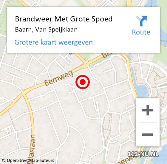 Locatie op kaart van de 112 melding: Brandweer Met Grote Spoed Naar Baarn, Van Speijklaan op 23 september 2018 19:22