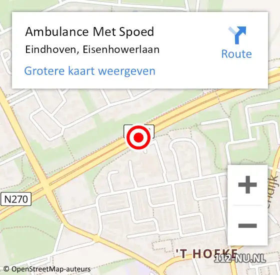 Locatie op kaart van de 112 melding: Ambulance Met Spoed Naar Eindhoven, Eisenhowerlaan op 23 september 2018 19:45