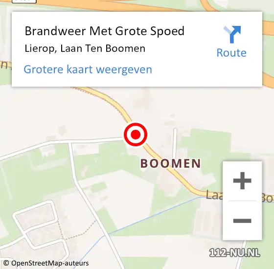 Locatie op kaart van de 112 melding: Brandweer Met Grote Spoed Naar Lierop, Laan Ten Boomen op 23 september 2018 20:46