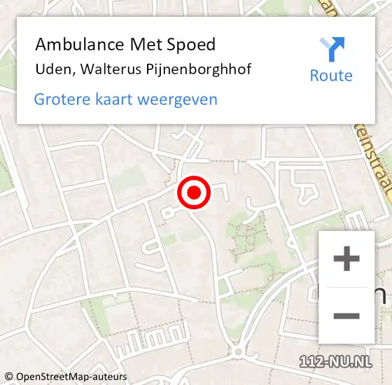 Locatie op kaart van de 112 melding: Ambulance Met Spoed Naar Uden, Walterus Pijnenborghhof op 23 september 2018 21:55