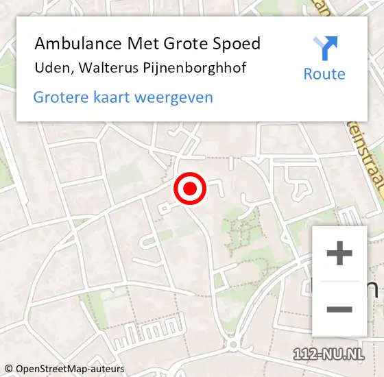 Locatie op kaart van de 112 melding: Ambulance Met Grote Spoed Naar Uden, Walterus Pijnenborghhof op 23 september 2018 22:03