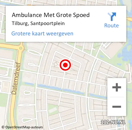 Locatie op kaart van de 112 melding: Ambulance Met Grote Spoed Naar Tilburg, Santpoortplein op 23 september 2018 22:32