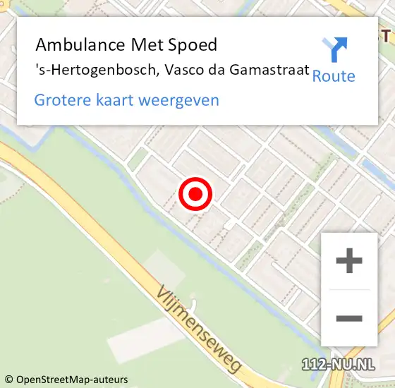 Locatie op kaart van de 112 melding: Ambulance Met Spoed Naar 's-Hertogenbosch, Vasco da Gamastraat op 24 september 2018 00:53