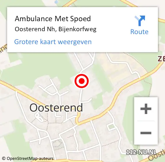 Locatie op kaart van de 112 melding: Ambulance Met Spoed Naar Oosterend, Bijenkorfweg op 24 september 2018 01:48